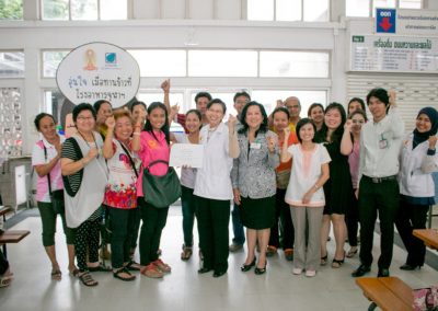 Asst.Prof, Dr. Nuntaree Chaichanawongsaroj and students were demonstrating the 7 hand washing steps