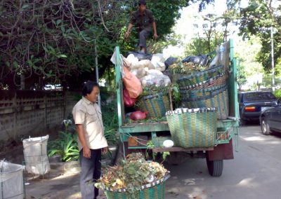 Leaves garbage is gathered to be fermented at the Recycle Centre.