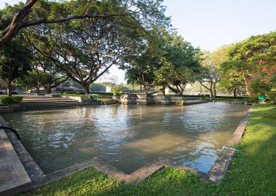 Artificial pool for collecting filtrated wastewater  and rainwater.